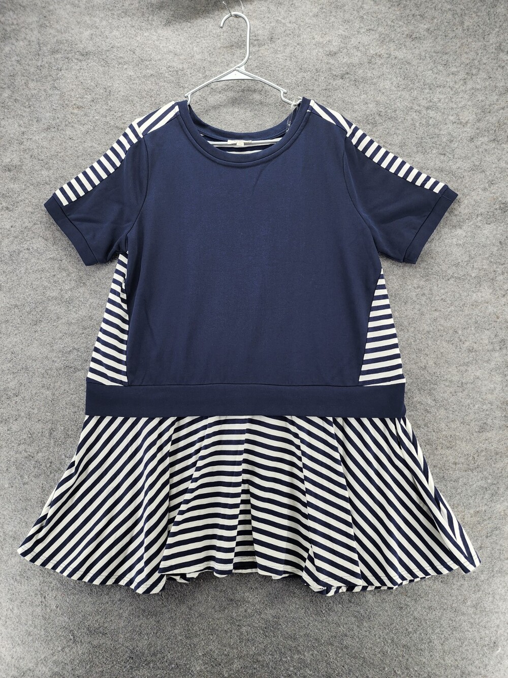Umgee Dress Womens Large Short Sleeve Blue Striped